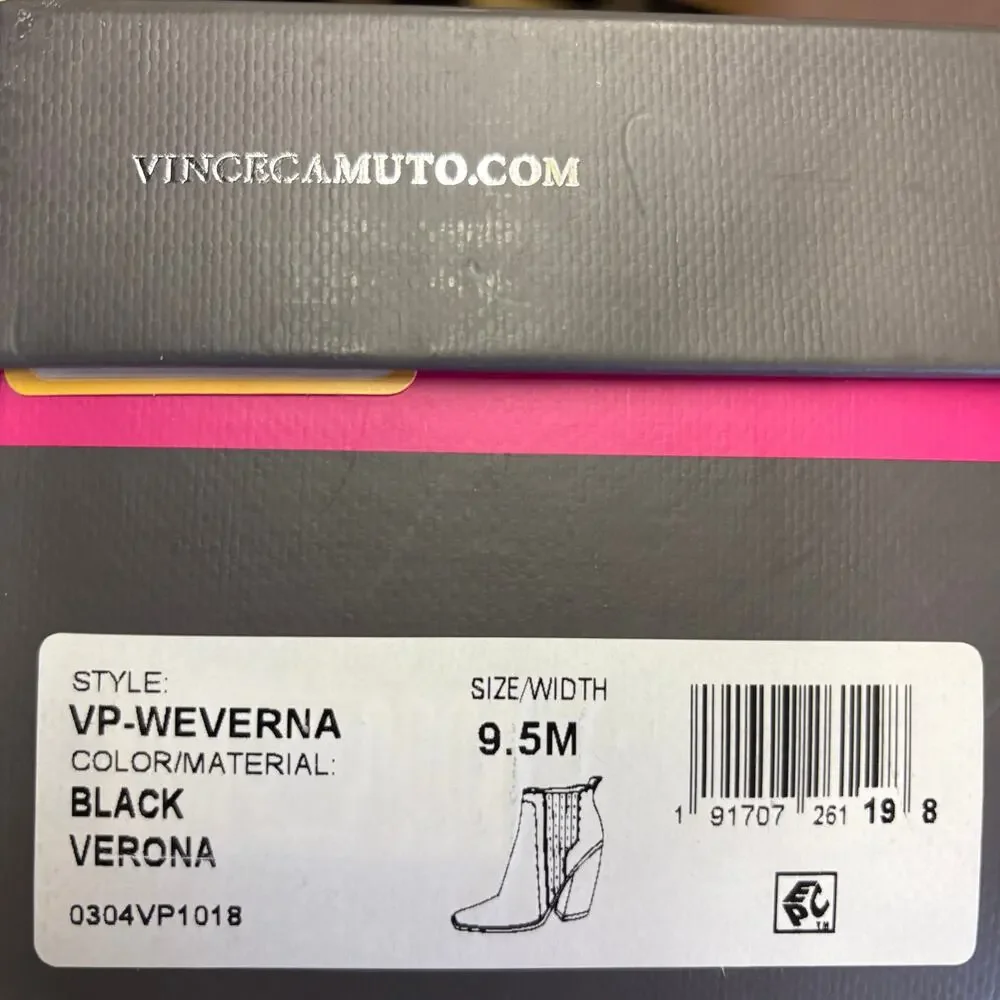 Vince Camuto Wenverna Boots 9.5 Black Suede Western Heel Ankle Booties